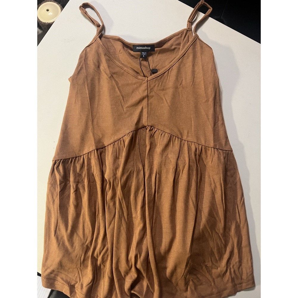 NWT MITTOSHOP BROWN TOP WITH‎ FLARED BOTTOM SIZE SMALL (2181)